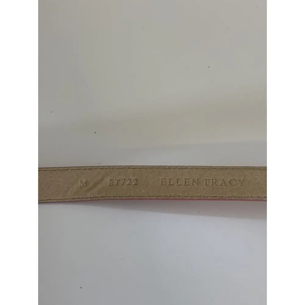 Women’s Pink Genuine Italian Leather Slim Belt Silver Buckle M Casual